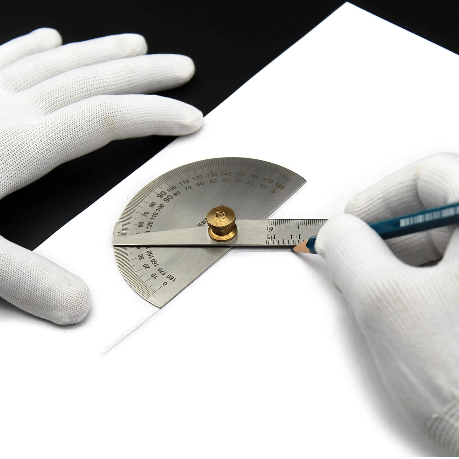 Degree protractor angle finder arm rule professional metal 0 to 180 degrees Measurement with Adjustable Screw (6" INCH Scale) - Image 4